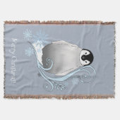 Pinguïn Art Nouveau Sneeuwvlokken Deken (Voorkant)