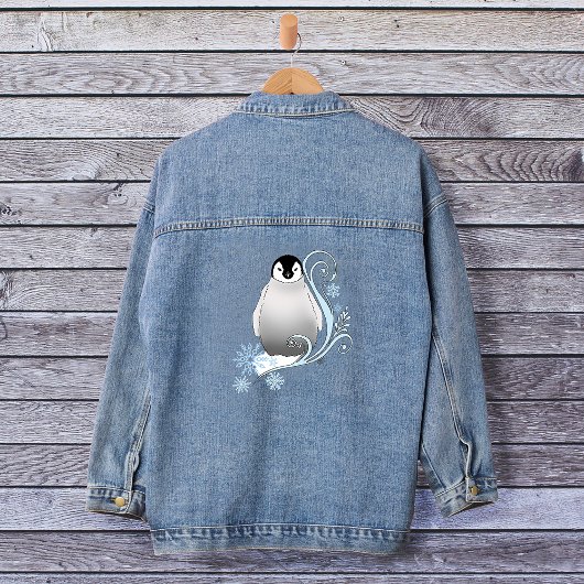 Pinguïn Art Nouveau Sneeuwvlokken Denim Jacket