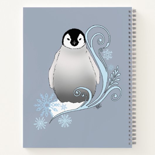 Pinguïn Art Nouveau Sneeuwvlokken Notitieboek (Achterkant)