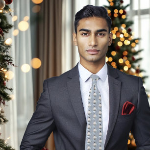 Pinguïn Art Nouveau Sneeuwvlokken Stropdas