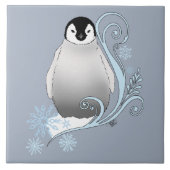 Pinguïn Art Nouveau Sneeuwvlokken Tegeltje (Voorkant)