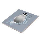 Pinguïn Art Nouveau Sneeuwvlokken Tegeltje (Zijkant)