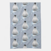 Pinguïn Art Nouveau Sneeuwvlokken Theedoek (Verticaal)