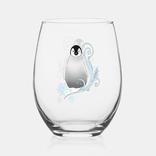 Pinguïn Art Nouveau Sneeuwvlokken Wijnglas Zonder Voet