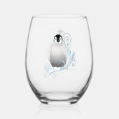 Pinguïn Art Nouveau Sneeuwvlokken Wijnglas Zonder Voet (Achterkant)