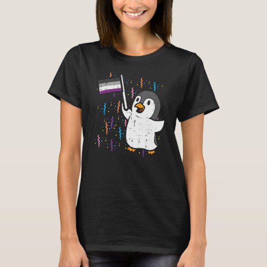 Pinguïn Aseksuele Vlag Leuke Ace Pride LGBTQ Dier  T-shirt (Voorkant)
