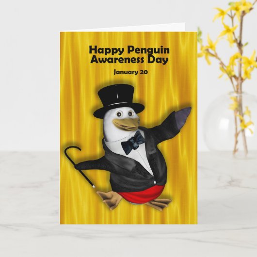 Pinguïn Awareness Day Kaart - 20 januari (Gele Bloem)
