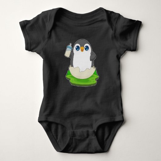 Pinguïn Baby flesje melk Romper (Voorkant)