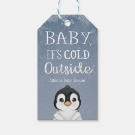 Pinguïn Baby Het is koud Buiten Baby shower Cadeaulabel