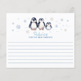 Pinguïn Baby shower Advies Kaarten - Winter