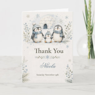 Pinguïn Baby Shower Bedankkaart