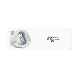Pinguïn. Baby Shower. Etiket