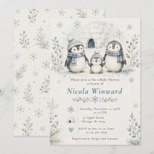 Pinguïn Baby Shower Kaart