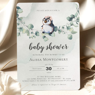 Pinguïn Baby Shower Meisje Kaart