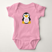 Pinguïn Baby Shower Roze Romper (Voorkant)