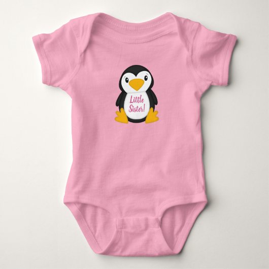 Pinguïn Baby Shower Roze Romper (Voorkant)