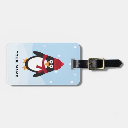 Pinguïn Bagagelabel Winter Feestdagen en Kerstmis (Voorkant horizontaal)