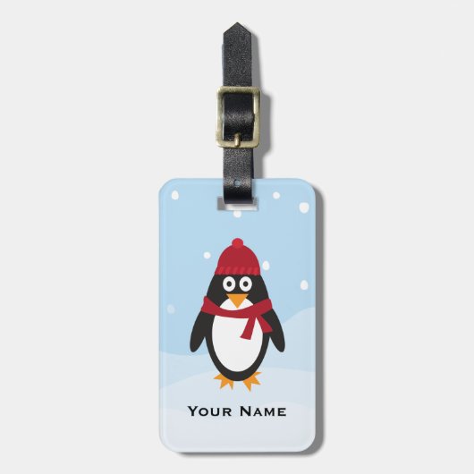 Pinguïn Bagagelabel Winter Feestdagen en Kerstmis (Voorkant verticaal)