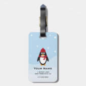 Pinguïn Bagagelabel Winter Feestdagen en Kerstmis (Achterkant verticaal)
