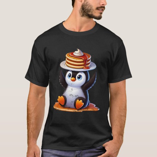 Pinguïn Balancing Pancakes T-shirt (Voorkant)