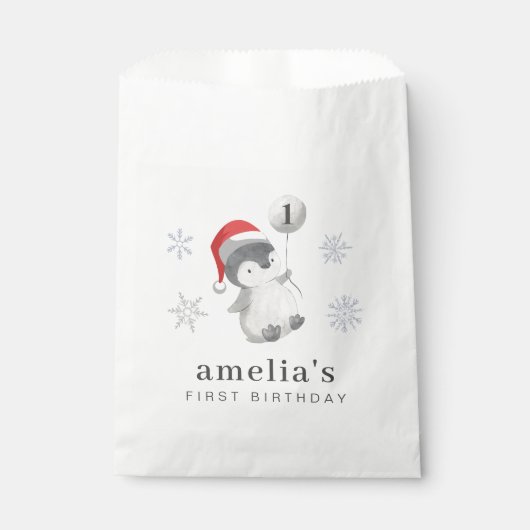 Pinguïn Ballon 1e Verjaardag Bedankzakje (Voorkant)