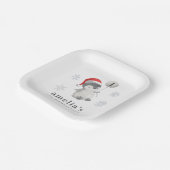 Pinguïn Ballon 1e Verjaardag Papieren Bordje (Gebogen)