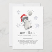 Pinguïn Ballon Foto 1e Verjaardag Kaart (Voorkant)