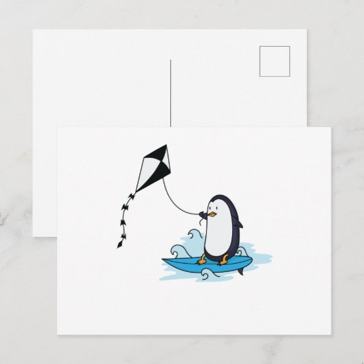 Pinguin beim Kite Surfing Briefkaart (Voorkant / Achterkant)