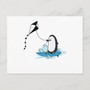 Pinguin beim Kite Surfing Briefkaart