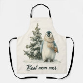 Pinguïn “Beste Moeder Ooit” Winterdesign Schort (Voorkant)