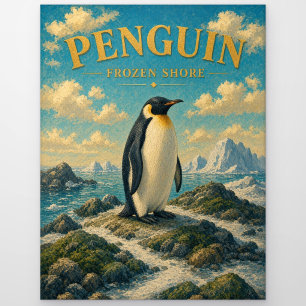 Pinguïn Bevroren Kust Aquarel GeoSaga Briefkaart