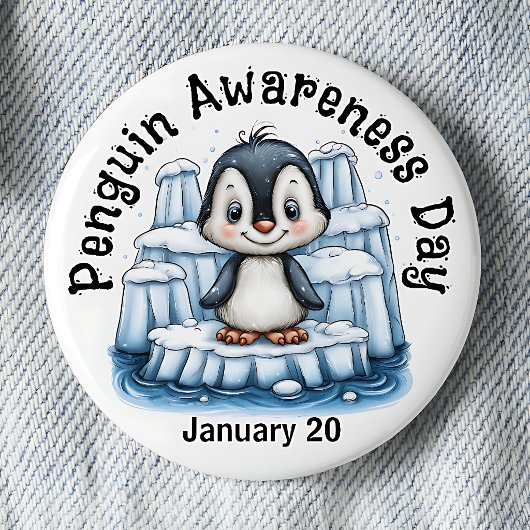 Pinguïn Bewustzijn Dag Speld Ronde Button 5,7 Cm