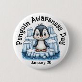 Pinguïn Bewustzijn Dag Speld Ronde Button 5,7 Cm (Voorkant)