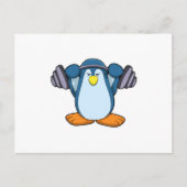 Pinguïn bij bodybuilding met halters briefkaart (Voorkant)