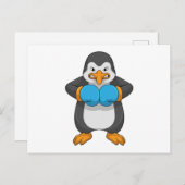 Pinguïn bij boksen met boks handschoenen briefkaart (Voorkant / Achterkant)