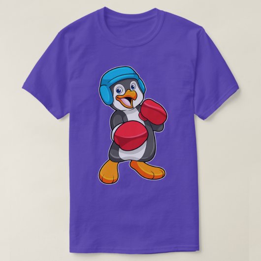 Pinguïn bij Boksen met Bokshandschoenen Helm T-shirt (Design voorkant)