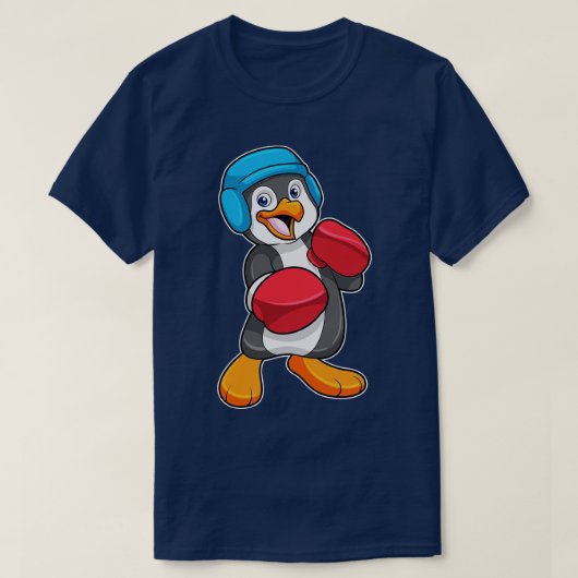 Pinguïn bij Boksen met Bokshandschoenen Helm T-shirt (Design voorkant)