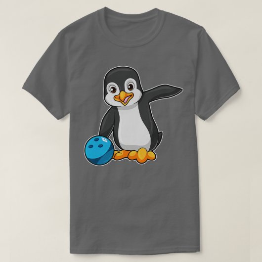 Pinguïn bij Bowling met Bowling bal 2 T-shirt (Design voorkant)