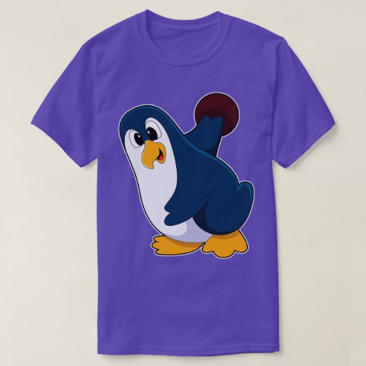 Pinguïn bij Bowling met bowlingbal 1 T-shirt (Design voorkant)