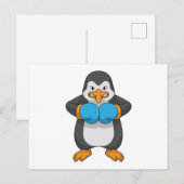 Pinguïn bij Boxing met boxinghandschoenen Briefkaart (Voorkant / Achterkant)
