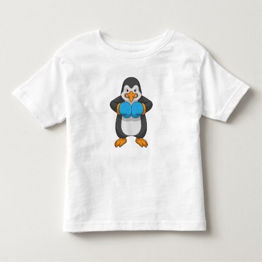 Pinguïn bij Boxing met boxinghandschoenen Kinder Shirts (Voorkant)