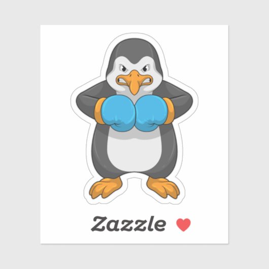 Pinguïn bij Boxing met boxinghandschoenen Sticker (Vel)