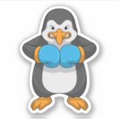 Pinguïn bij Boxing met boxinghandschoenen Sticker (Voorkant)
