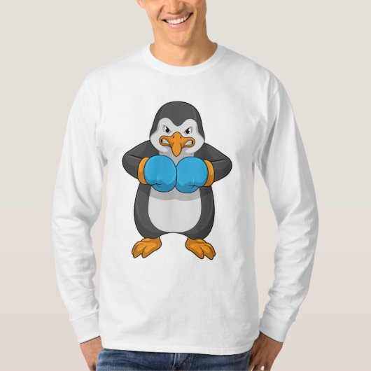Pinguïn bij Boxing met boxinghandschoenen T-shirt (Voorkant)