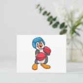 Pinguïn bij Boxing met gebarsten handschoenen en h Briefkaart (Staand voorkant)