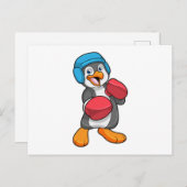Pinguïn bij Boxing met gebarsten handschoenen en h Briefkaart (Voorkant / Achterkant)