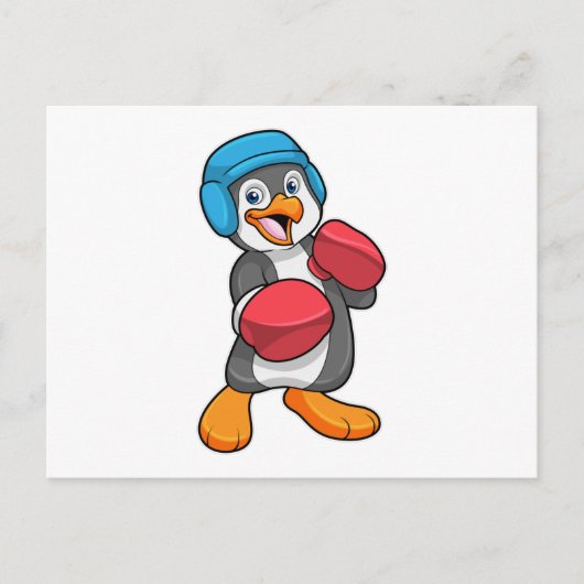 Pinguïn bij Boxing met gebarsten handschoenen en h Briefkaart (Voorkant)