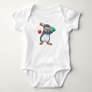 Pinguïn bij Cricket met cricket bat Romper