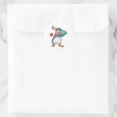Pinguïn bij Cricket met cricket bat Ronde Sticker (Tas)