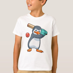 Pinguïn bij Cricket met cricket bat T-shirt